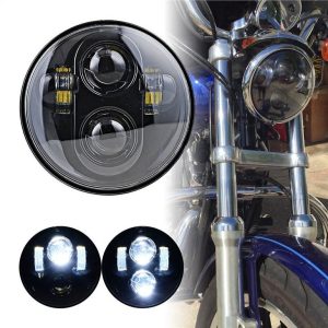 40W 5.75inch LED strålkastare för motorcykel H4 Plug Chrome Svart Strålkastare Auto Light System