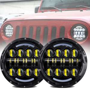 7 tum Led-strålkastare 80W för Jeep Wrangler JK med dagsljuslampa