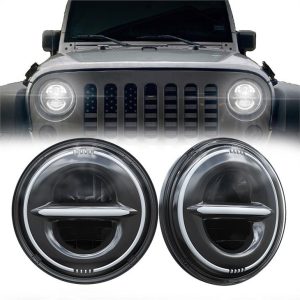 7 runda DOT Emark Jeep JKU Led -strålkastare med DRL -blinkers