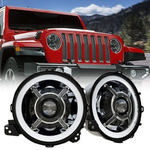 9 tum rund Halo Led-strålkastarsomvandlingssats för Jeep Wrangler JL