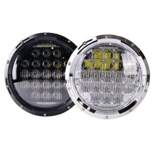 För Hummer / för Royal Enfield LED-strålkastare med hög lågstråle DRL för motorcykel 7 tum rund strålkastare
