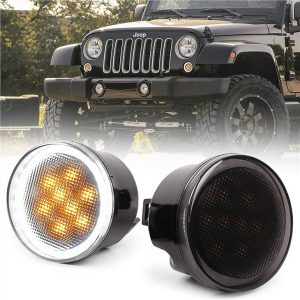 Morsun ledsvängsignalljus med Halo för Jeep Wrangler Jk 07-14 Front Grille Light